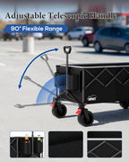 47" Collapsible Wagon Cart Foldable 300L Capacity Compact Folded Size
