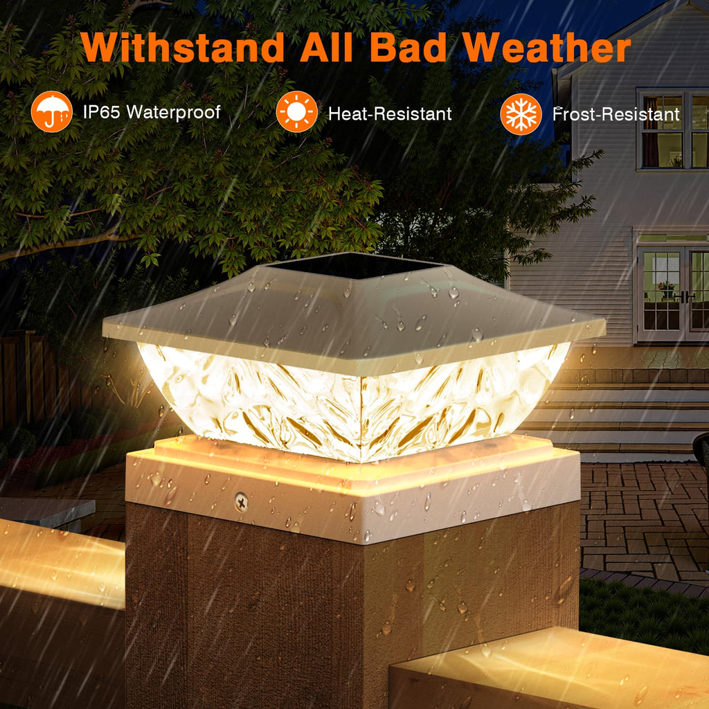 ENSLI Solar Post Cap Lights Outdoor 6 Pack, 2 Mode Bright Fence Post Solar Lights Outdoor Waterproof, Deck Fence Post Cap Light Solar Powered for 4x4 4.5x4.5 5x5 Posts in Garden Decor