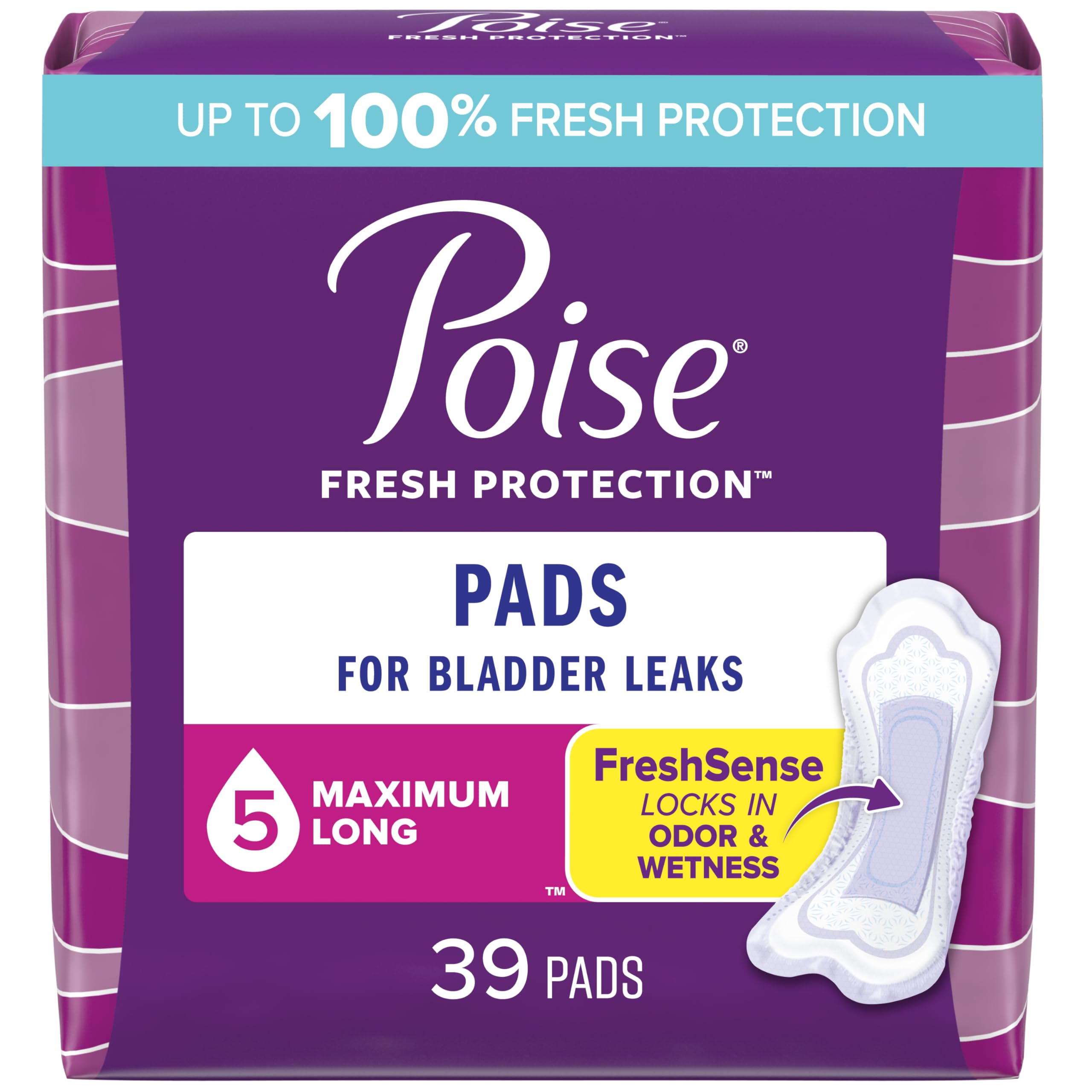 Poise Max Lng W/Ult Soft Size 39pc Poise Max Long Pads W/Ultra Soft Side Shields 39ct