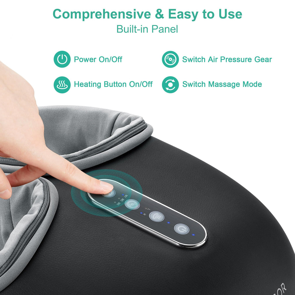 Medcursor Foot Massager with Heat - Shiatsu Feet Massage Machine Delivers Relief for Tired Muscles & Plantar, Deep Kneading Therapy, Multi-Level Settings for Home, Office Use, Size up to 13"