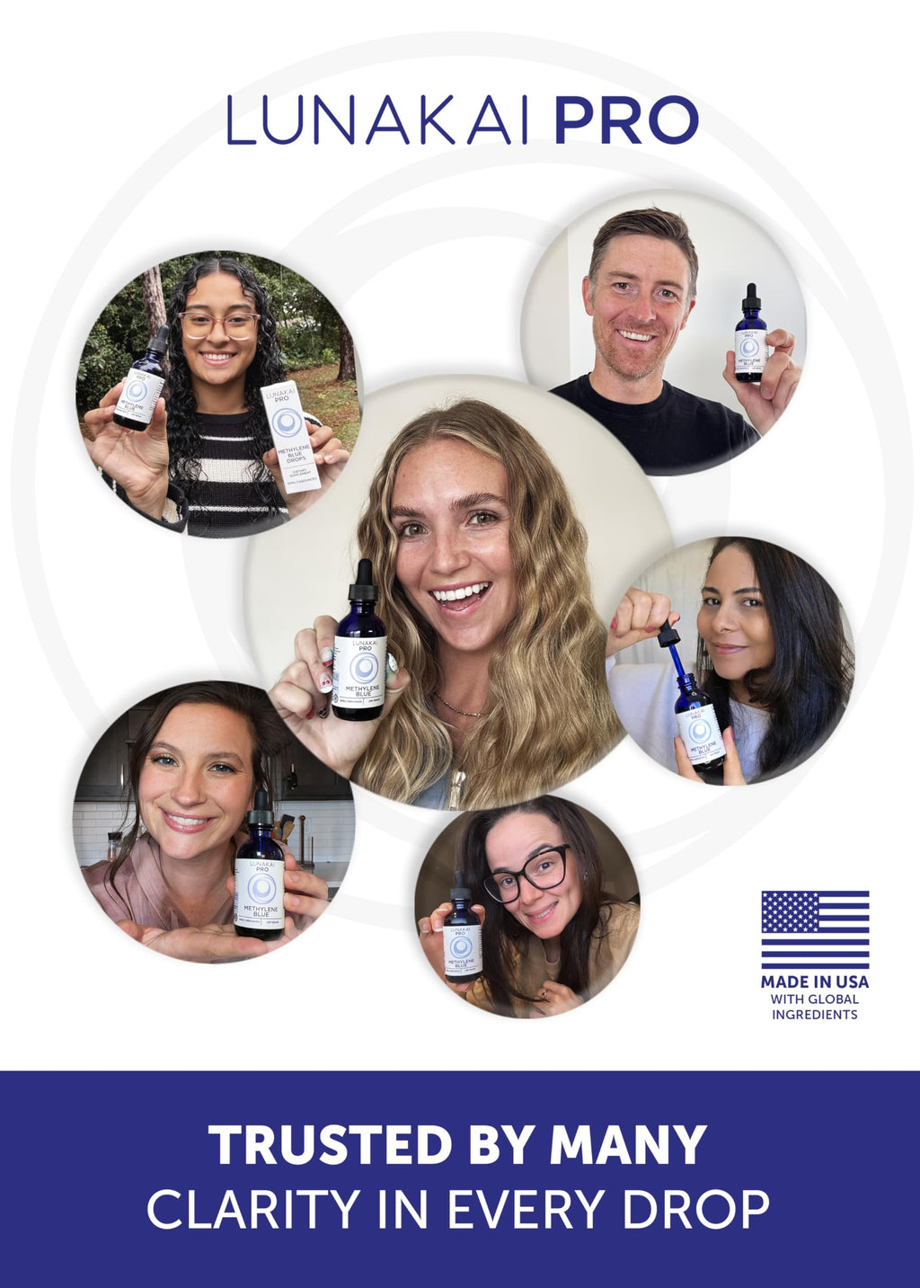 Lunakai USA Made Methylene Blue Pharmaceutical Grade – 99.99% Pure USP Grade 1% Methylene Blue Drops for Humans – Cognitive & Focus Support Supplement