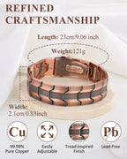 MagnetNova Ultra Strength Magnetic Bracelets for Men, 99.99% Pure Copper Bracelet with 5000 Gauss Magnets, Adjustable Size with Sizing Tool & Gift Box (Copper-21mm)