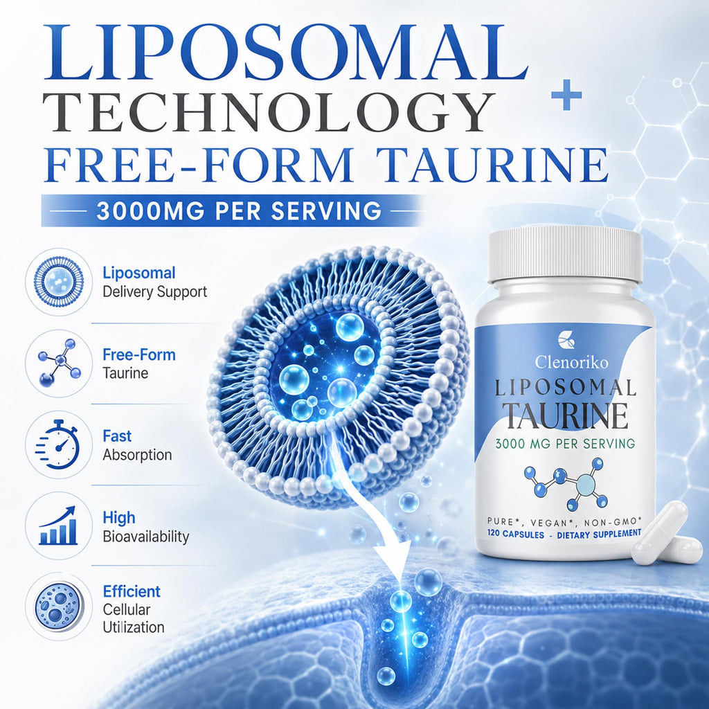 Liposomal Taurine Supplement 3000mg, Taurine Capsules Free-Form for Cellular* Energy*, Muscle* Function, Recovery* & Focus, Hydration, Electrolyte Balance, Vegan, 240 Capsules (60 Day Supply)