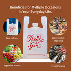 TGEONIX 300 Pack Upgraded White Thank You T-Shirt Bags - 11.5"x6.5"x21" Reusable Grocery Bags with Handles, Eco-Friendly Retail Packaging for Supermarket & Small Business