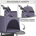 MoNiBloom 3 in 1 Foldable Pet Stroller for Small & Medium Dogs, Detachable Carrier, Car Seat, Push Button Entry, 4-Wheel Jogger for Pets up to 33 lbs, Plaid