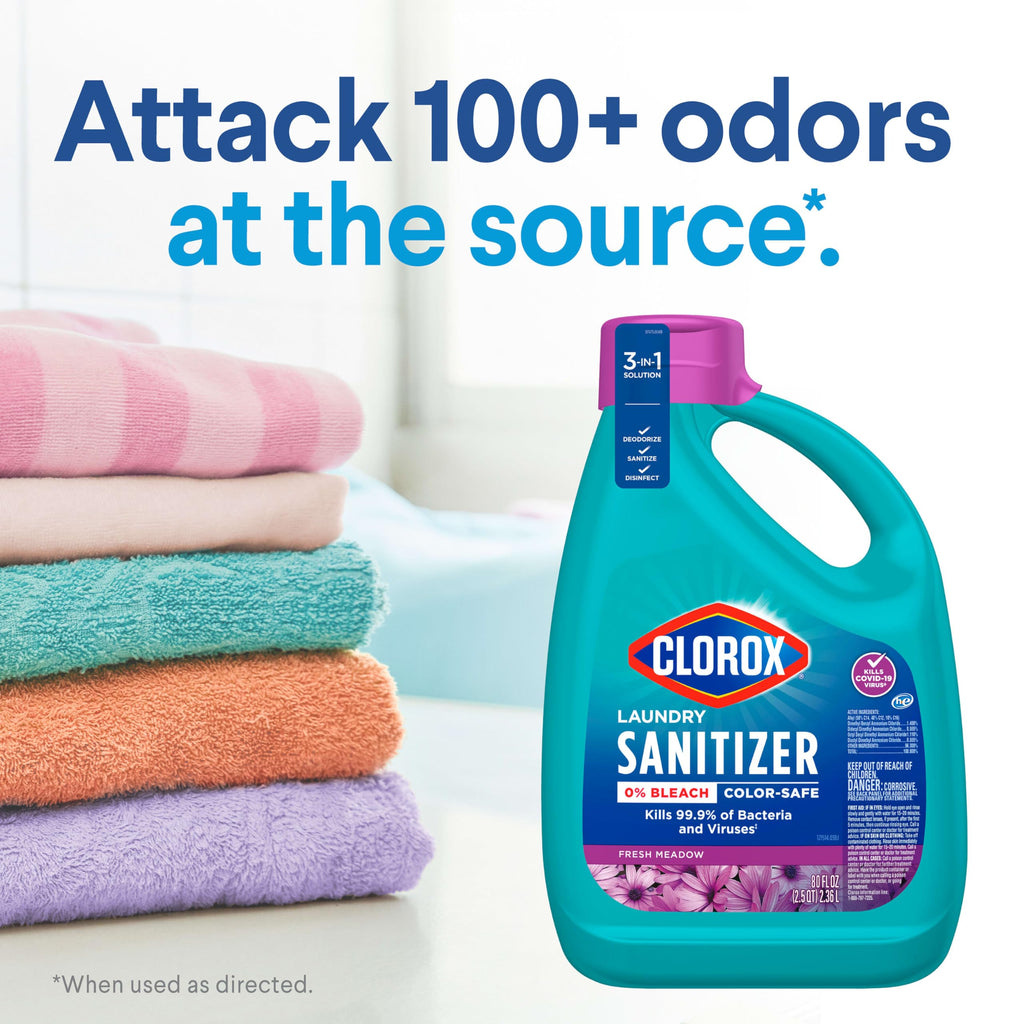 Clorox Laundry Sanitizer, 0% Bleach, Color Safe, Clean Linen, 80 Fl oz, Pack of 2 (Pack May Vary)