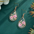 Hefestus Flower Earrings for Women,Daffodil and Queen Anne's Lace Real Pressed Flower Earrings,Unique Handmade Design Dangle,Cute Earrings,Thoughtful Gift for Christmas,Valentine's,Mother's Day