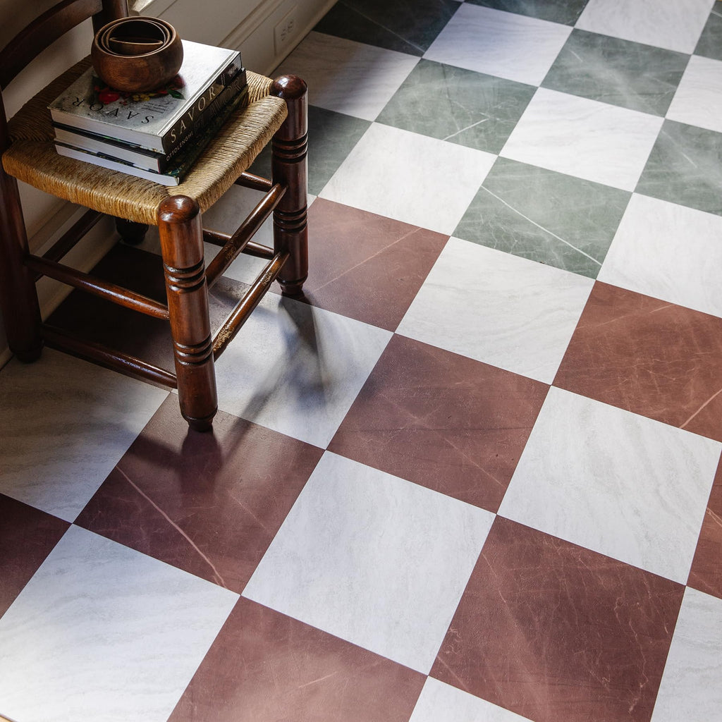 FloorPops x Chris Loves Julia Bonneville Oxblood Peel and Stick Floor Tiles, FP6333