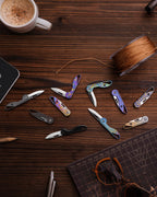KeyUnity KK05 Mini Titanium Pocket Knife for Everyday Carry- Razor Sharp Folding Blade, Lightweight EDC Tool for Camping, Hiking and Outdoor (Hex Black)