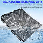 16 PCS Modular Interlocking Cushion Interlocking Floor Tiles with Hole Drainage Mat 10" x 10" Non Slip Pool Deck Mat Outdoor for Drain Deck Pool Patio Shower Kitchen Balcony (Black&Grey)