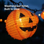 TIGOMOOV Halloween Pumpkin String Lights, Jack O Lantern Lights Plug in, 10 Orange Pumpkin Lanterns 9.83FT Connectable, Indoor Outdoor Fall Halloween Decorations for Porch Mantel Yard