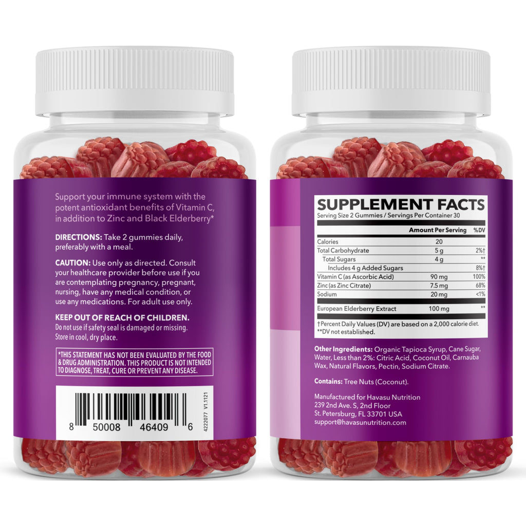 Sambucus Elderberry Gummies for Adults - Immune Support Supplement with Vitamin C and Zinc - Enhanced Formula for Daily Defense - 60 Count, 1 Month Supply, Berry Flavor - Convenient Wellness