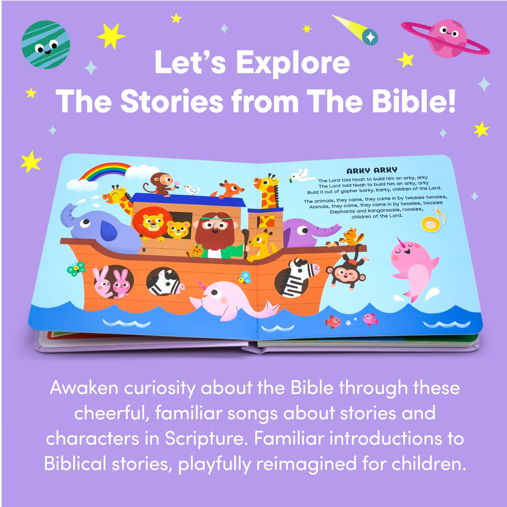 Bible Stories Christian Sound Books for Kids - 6 Bible Songs - Christening, Baptism Gifts for Boys and Girls - Religious Toys, Interactive Music Books for Toddlers - Baby Dedication