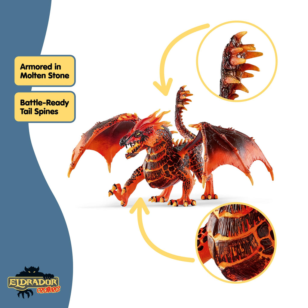 Schleich Eldrador Creatures - 8" Lava Dragon Toy - Movable Wing Action Figure for Boys and Girls - Mythical Creature Figures - Fantasy Beast Figurine - Red Monster Dragon Toys - Kids Ages 7+ | 70138