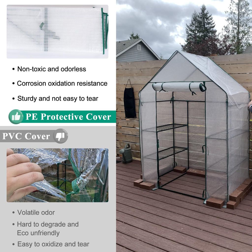 56x30x76 Walk-in Greenhouse for Outdoors, Portable Plant House with Shelves