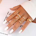 10 PCS 14K Gold Plated Rings Set for Women, Thumb Knuckle Stacking, Size 6