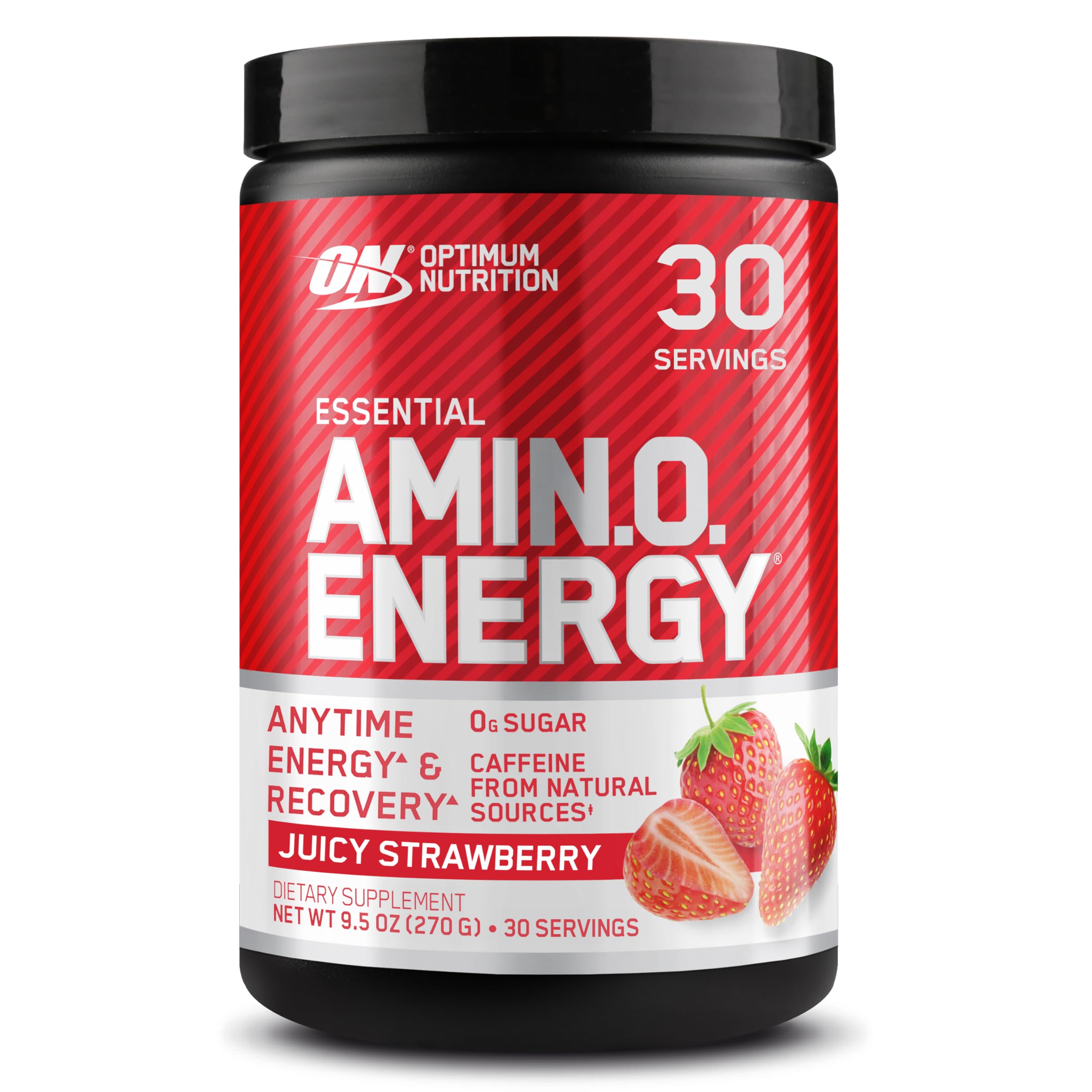 Optimum Nutrition Amino Energy Powder – Energy & Focus Pre Workout with Amino Acids, BCAA, Green Tea Caffeine & Coffee, Muscle Recovery Support – Juicy Strawberry, 30 Servings (Packaging May Vary)