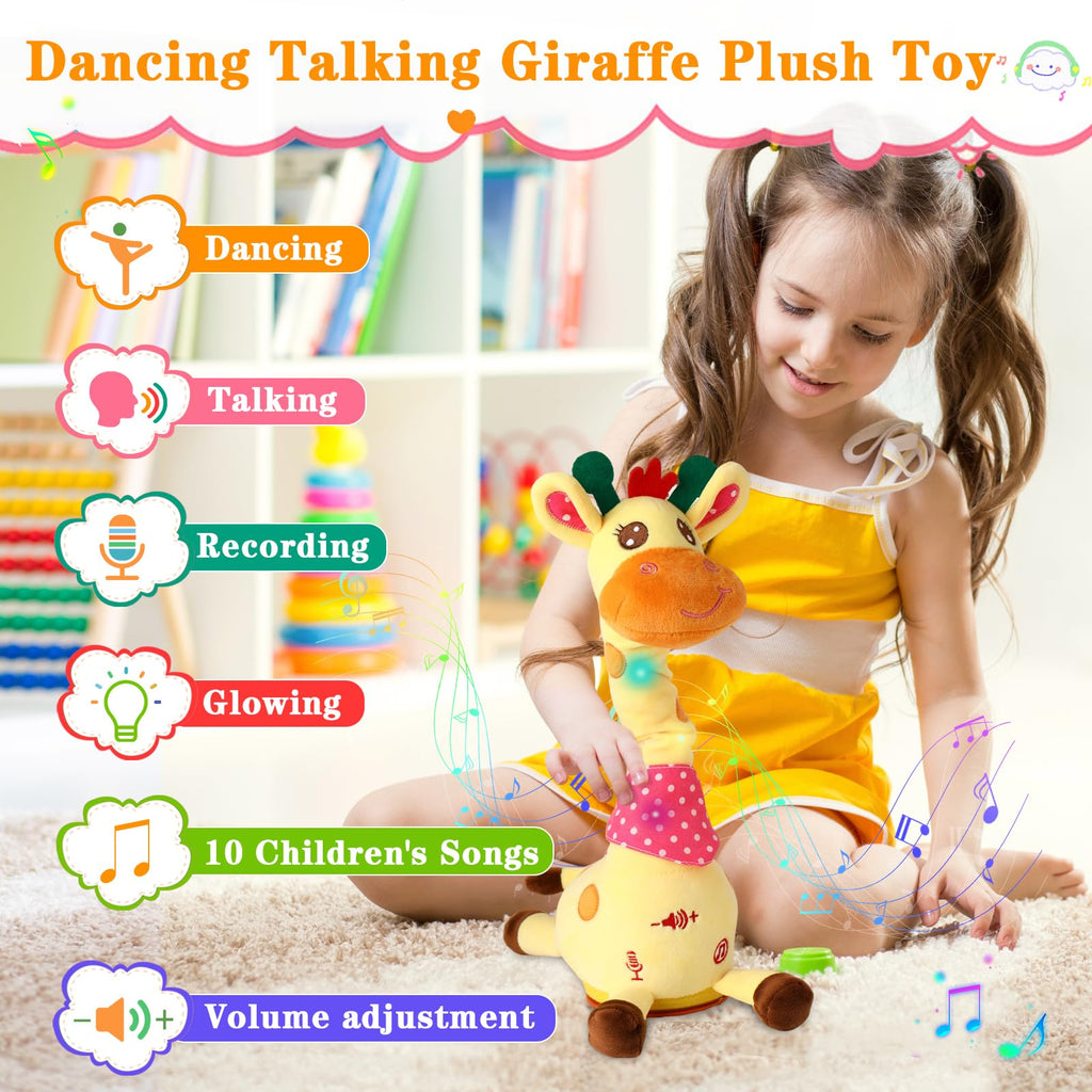 LLUKEME Dancing Talking Giraffe Toy, Singing Giraffe Baby Toys for Kids