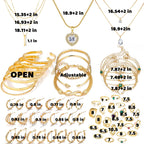 IFKM Gold Jewelry Set For Women, 14k Gold Plated Multi Layer Necklaces Bracelets Stackable Knuckle Rings Hoop Earrings set, Trendy Elegance Charms Non Tarnish Minimalist Textured Boho Jewelry Gift
