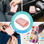 Pill Organizer with Medicine Labels 146 Labels Travel Daily Pill Container Mini Medication Organizer Storage Travel Essentials Pill Case 7 Day Pill Organizer (Blue+Pink+Purple, 3 Packs)