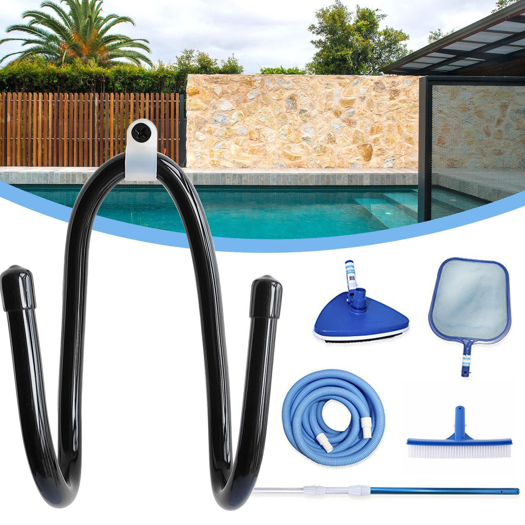 RUZUO 12PCS Chain Link Fence Hooks, Fence Hooks for Hanging Pool Poles,Nets,Brushes,Skimmers,Vacuum Hoses,Leaf Rakes etc, Hooks for Chain Link Fence, Chain Link Fence Hangers, Black