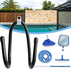 RUZUO 6PCS Chain Link Fence Hooks, Fence Hangers for Leaf Rakes, Pool Poles,Nets,Brushes,Skimmers,Vacuum Hoses etc, Hooks for Chain Link Fence, Black