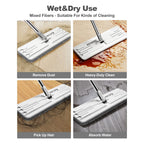 JOYMOOP Mop and Bucket Set, Hands-Free Flat Floor Mop with 3 Washable Microfiber Pads, Wet and Dry Use, Ideal for Home and Commercial Floor Cleaning