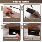TOKCKYBL Toilet Paper Holder Walnut Wood Shelf - Wall Mount & Self-Adhesive