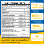 Gut Health & Probiotic Gummies, 112.5 Billion CFU, Sugar Free - 8 Strains + Prebiotics + Herbs - for Digestive, Immune, Diarrhea & Bloating - Gut Health for Women & Men, 60 Counts Probiotics Gummies
