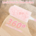 Nicemiya 30 Count Pink Duster Refills Compatible with Swiffer Handle, 360° Multi-Surface Duster Refills with 1 Handle, 5X Microfibers Disposable Dusters for Home, Office Cleaning