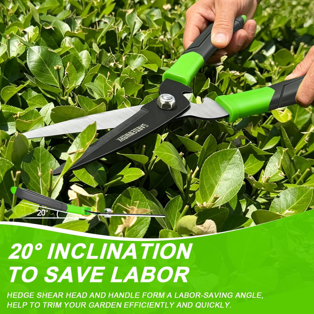 GARDENWORK Hedge Clippers Shears with Teflon Coated&Carbon Steel Blades