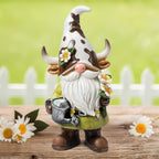 Garden Gnomes Statue Farm Cow Gnome Figurine, Outdoor Animal Decor for Yard