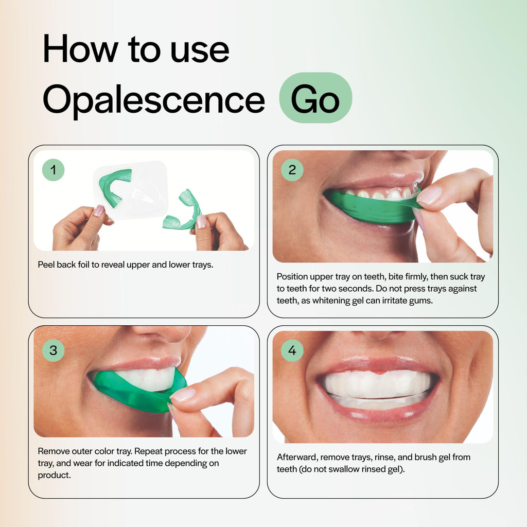 Opalescence GO 15 Whitening Bundle - (7 Treatments) Hydrogen Peroxide Prefilled Teeth Whitening Trays and Travel Original Whitening Toothpaste 1 Oz - Mint Flavor - Includes Toothbrush 6238-1T