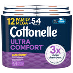 Cottonelle Ultra Soft Toilet Paper, 12 Family Mega Rolls = 54 Regular Rolls
