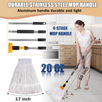 Commercial Mop Heavy Duty Industrial Mop with 2 Extra20oz Large Replacement Heads,60" Long Handle Heavy Duty Industrial Mops for Hardwood Wood Tile Vinyl - Reusable Cotton Head for Floor Cleaning