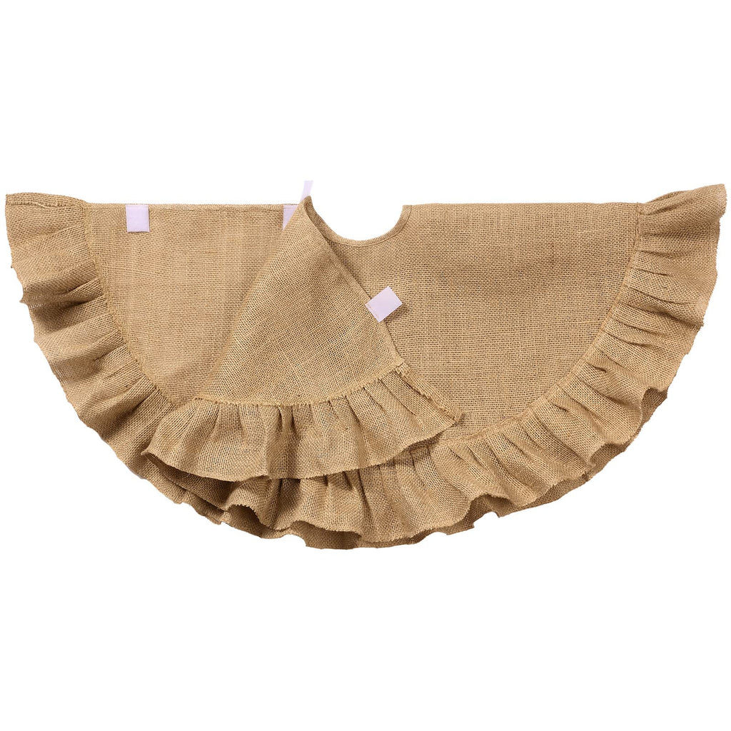 Tatuo 31 Inch Christmas Tree Skirt Decor, Ruffled Burlap Tree Skirt, Linen