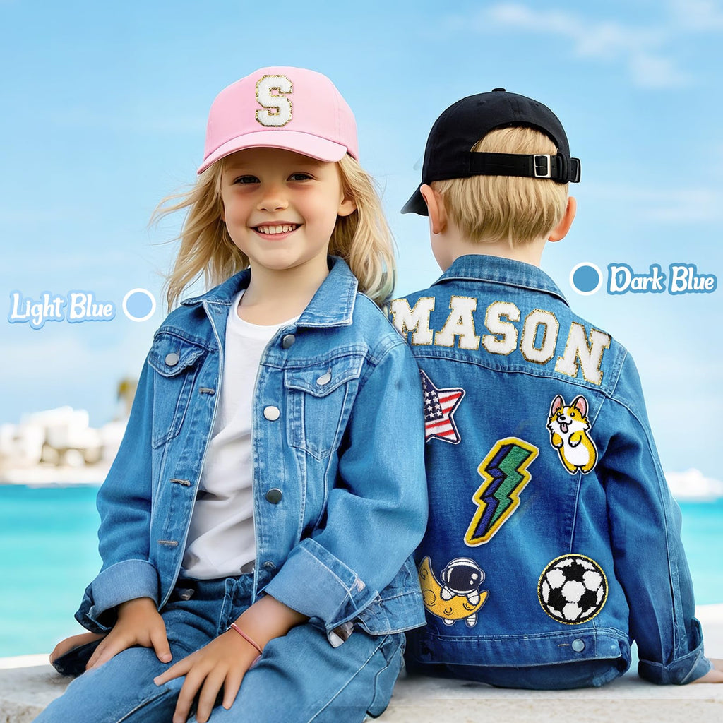 Personalized Kids Denim Jacket with Names, Custom Long Sleeve Denim Jacket for Girls Toddler, Girls Outerwear Jacket, Custom Girls Jean Jackets Clothes, 1-10 Year Old Girl Boy Birthday Christmas Gifts