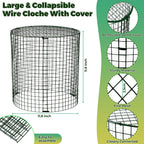 Hiboom 4 Set Garden Plant Protectors from Animals with Stakes, Metal Mesh and Detachable Covers Wire Plant Cage for Keeping Bunny Animals Out, Chicken Wire Cover Garden Protection (12x13)