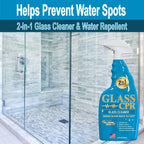 CPR Glass 2-in-1 Glass Cleaner & Water Repellent (22oz) + 2 Microfiber Applicator Towels | Deep Cleaning for Glass, Mirrors, Windows, Windshields, Shower Doors