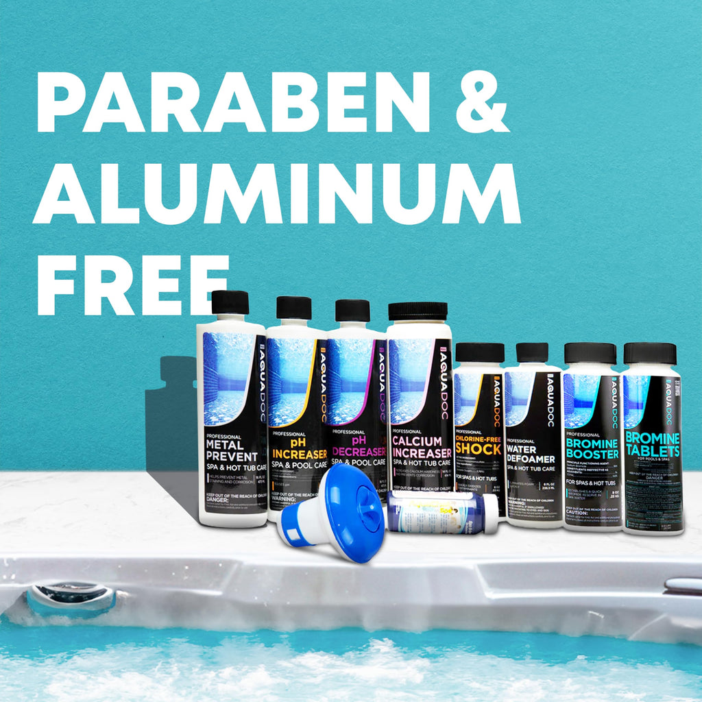 Inflatable Hot Tub Chemical Kit with Bromine Tablets - Inflatable Spa Starter Kit - Convenient Hot Tub Starter Kit & pH Control Kit - AquaDoc Inflatable Spa Chemicals
