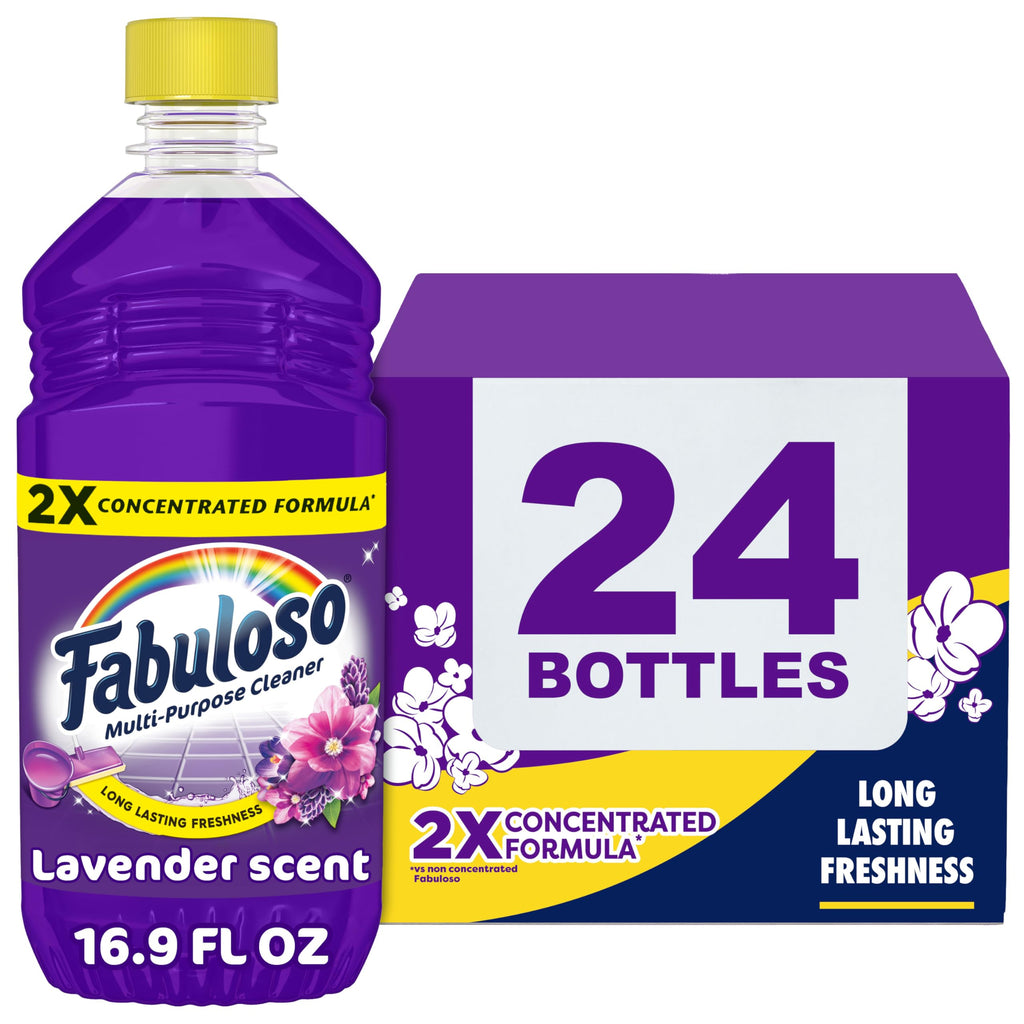 Fabuloso All Purpose Cleaner Refill, Lavender, 405.6 Oz (16.9 Oz, 24 Pack) - Bulk Cleaning Supplies Bundle - Multi-Surface Cleaner, Mopping Solution - Office Supplies (153105)