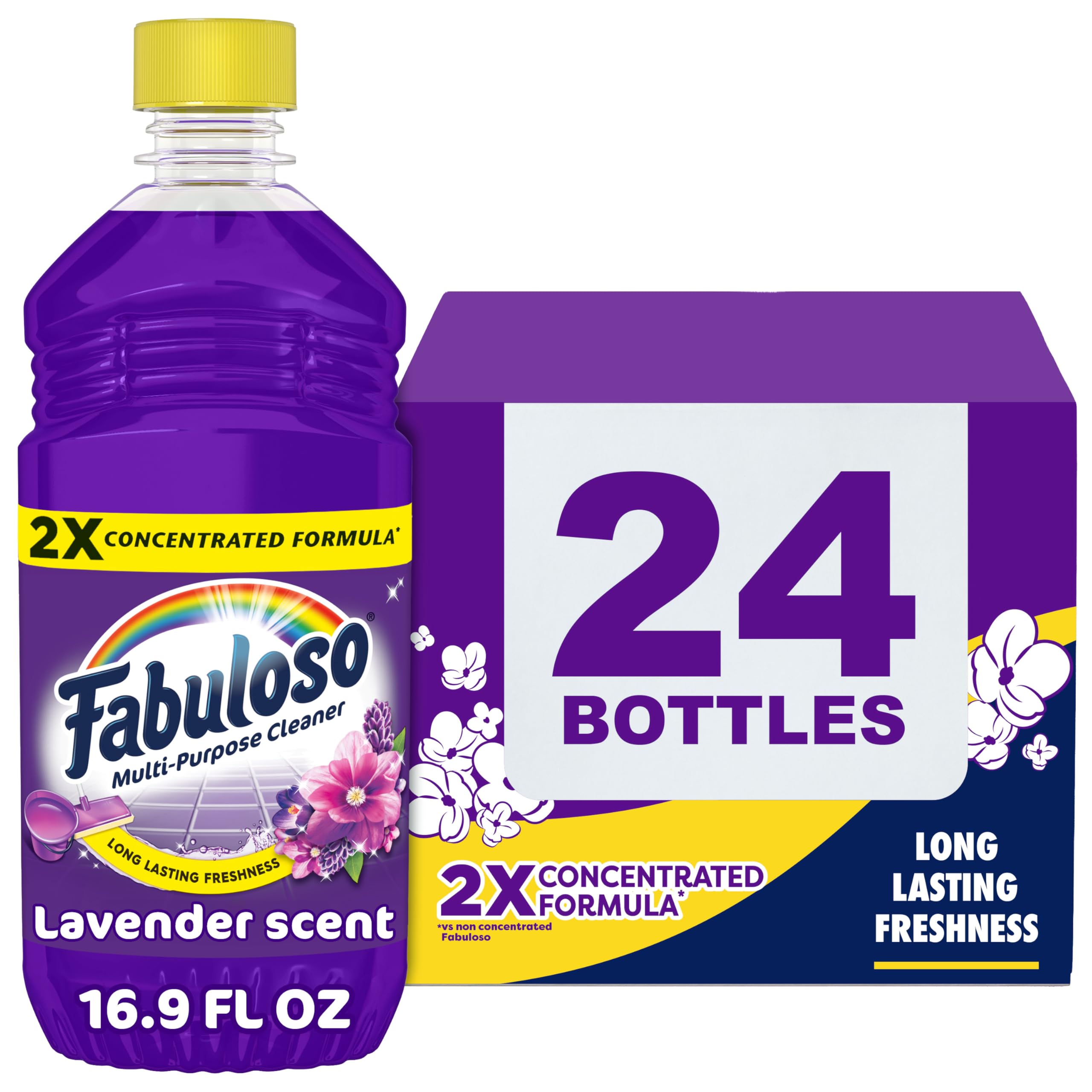Fabuloso All Purpose Cleaner Refill, Lavender, 405.6 Oz (16.9 Oz, 24 Pack) - Bulk Cleaning Supplies Bundle - Multi-Surface Cleaner, Mopping Solution - Office Supplies (153105)