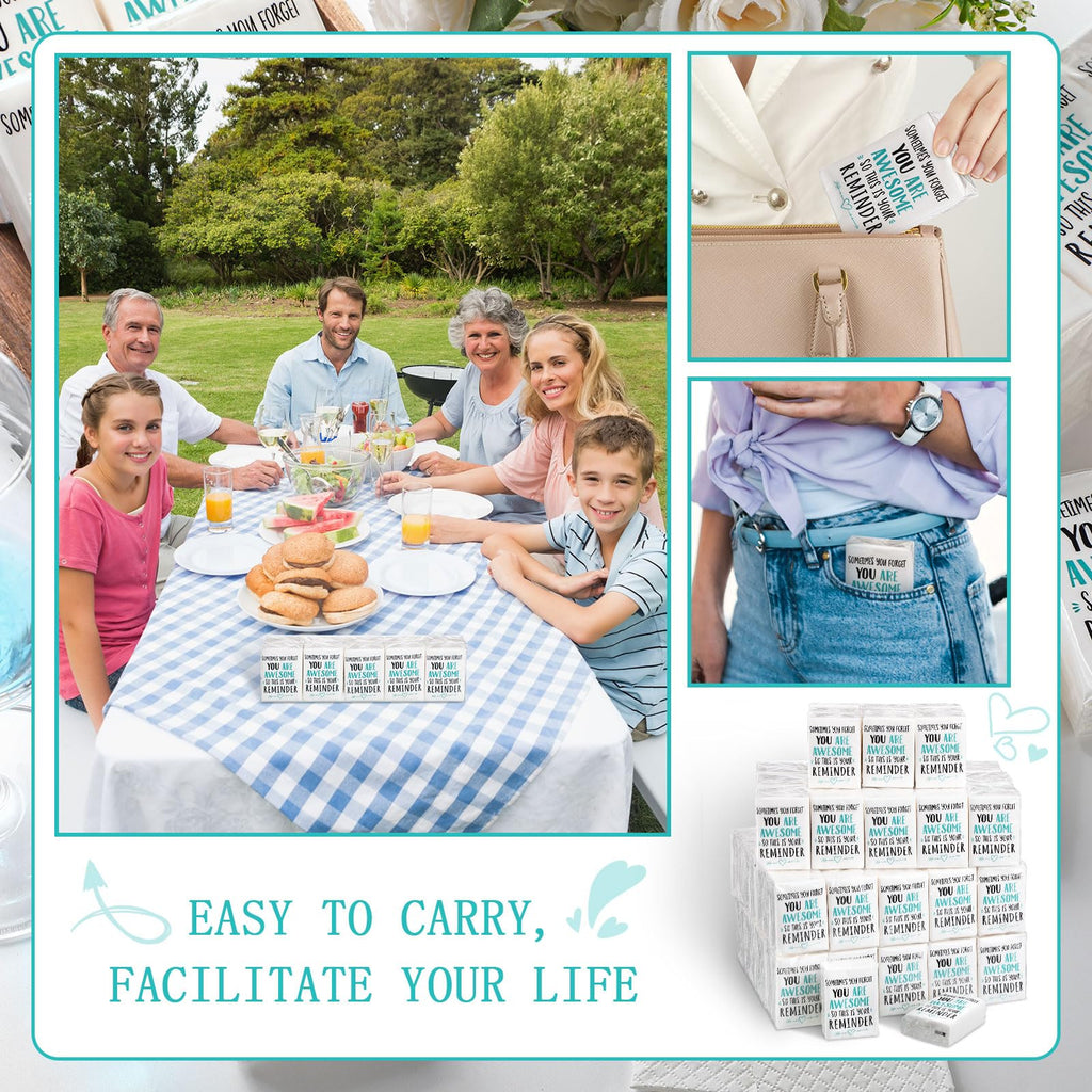 Fuutreo 120 Packs Pocket Tissues Travel Packs Bulk Motivational Facial 3 Ply Inspirational Pocket Travel Tissue Small Size Paper Individual Pockets Size for Appreciation Gifts Wedding