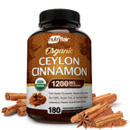NutriFlair Organic Ceylon Cinnamon (100% Certified Organic Ceylon Cinnamon) 1200mg per Serving, 180 Capsules - Joints, Inflammatory, Antioxidant