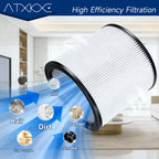 90304 Replacement Filter, 90585 Foam Sleeve Compatible with shopvac filter 90304 90350 90333 90585, Fits Most 5 Gallon and Above Wet Dry Vacuum Cleaner (1 Filters+1 Lid+2 Foam Sleeve Filter+1 Brush)