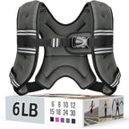 Zeerun Weighted Vest for Women & Men with Reflective Stripe and Adjustable Buckle, Comfortable & Durable Rucking Vest for Walking, Running & Strength Training, 6LBS-Gray