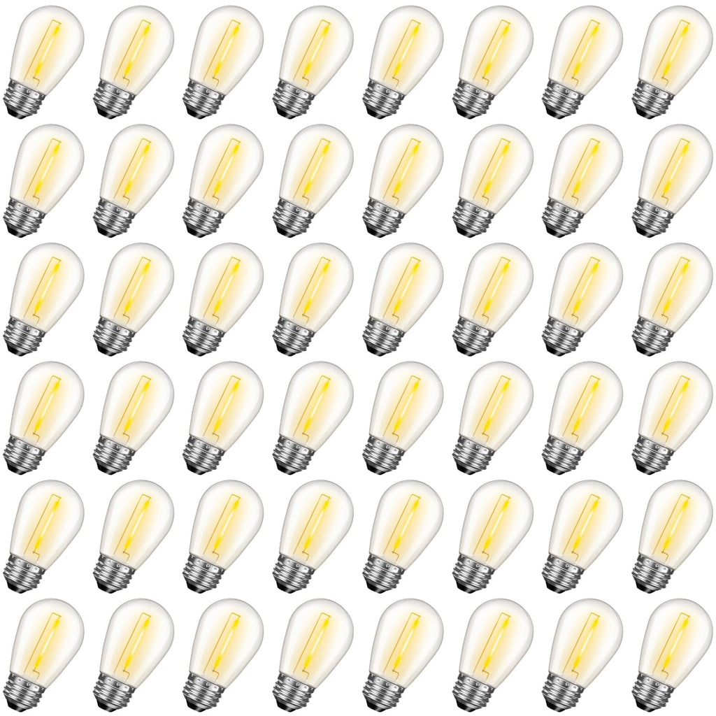 GvvooHome 48 Pack S14 LED Replacement Bulbs for Outdoor String Lights, Shatterproof 1W E26 LED Bulbs, Waterproof Outdoor Light Bulbs for Patio Light, Soft White 2200K