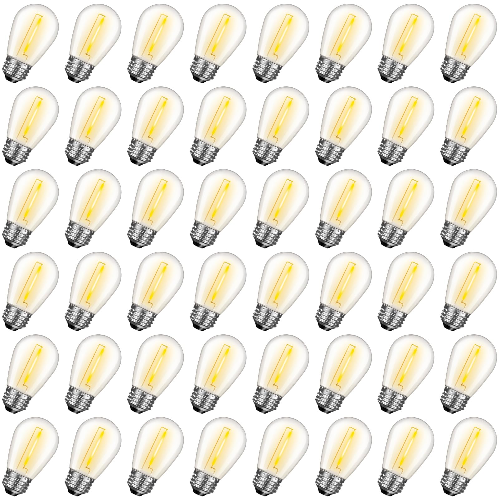 GvvooHome 48 Pack S14 LED Replacement Bulbs for Outdoor String Lights, Shatterproof 1W E26 LED Bulbs, Waterproof Outdoor Light Bulbs for Patio Light, Soft White 2200K