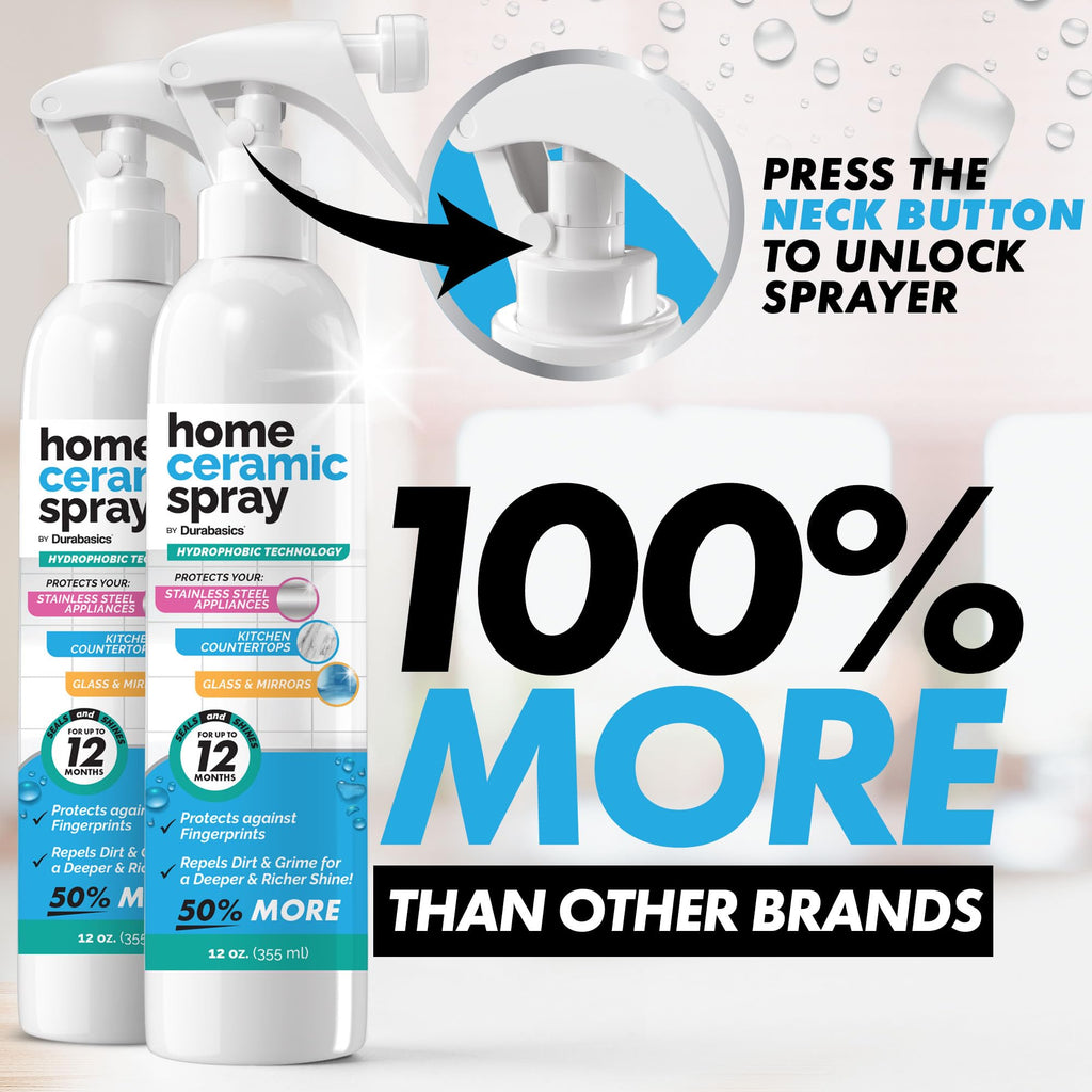 2 Pack [12 Oz] Home Ceramic Coating Spray Kit - Shine, Seal & Protect Kitchen & Bath Surfaces - High Shine - Repels Stains & Grime Effortlessly - Use on Stainless Steel, Sinks, Countertops, Glass