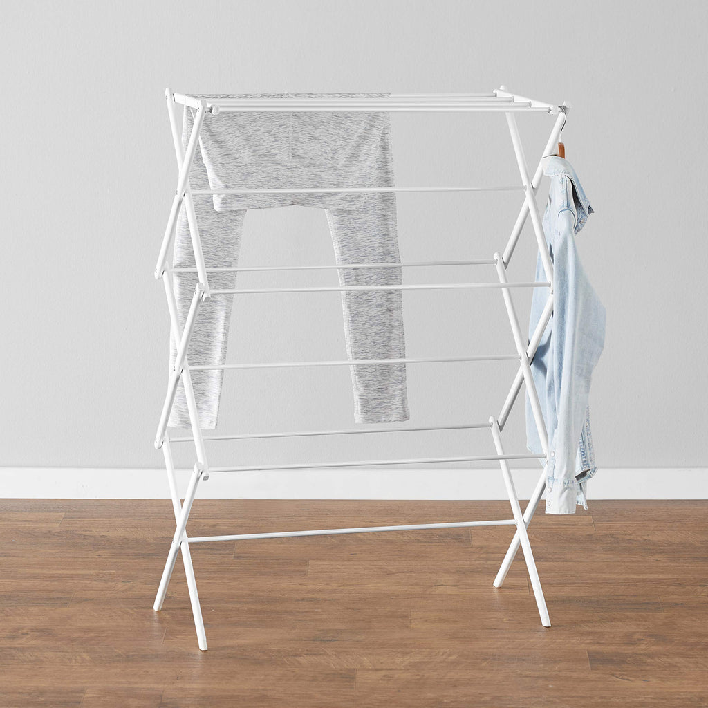 Amazon Basics Foldable Portable Clothes Drying Rack for Indoor Air Drying, Collapsible Design, 14.5" D x 29.5" W x 41.8" H, White